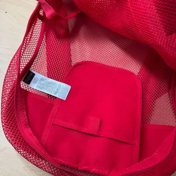 JanSport Red Mesh Pack New See Through Backpack Stadium School Security
